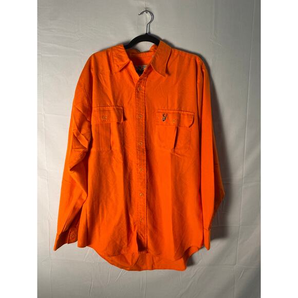 Duck Head Jeans Co. Orange Button Up Hunting Shirt Long Sleeve Pockets Medium - Picture 1 of 4